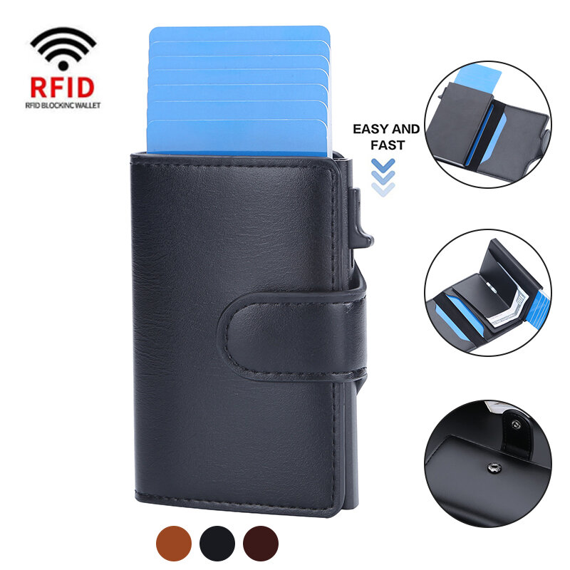 Porte-cartes de crédit Rfid personnalisé pour hommes et femmes, portefeuille magique à trois volets en cuir mince, Mini portefeuille à pinces d'argent, sac à main