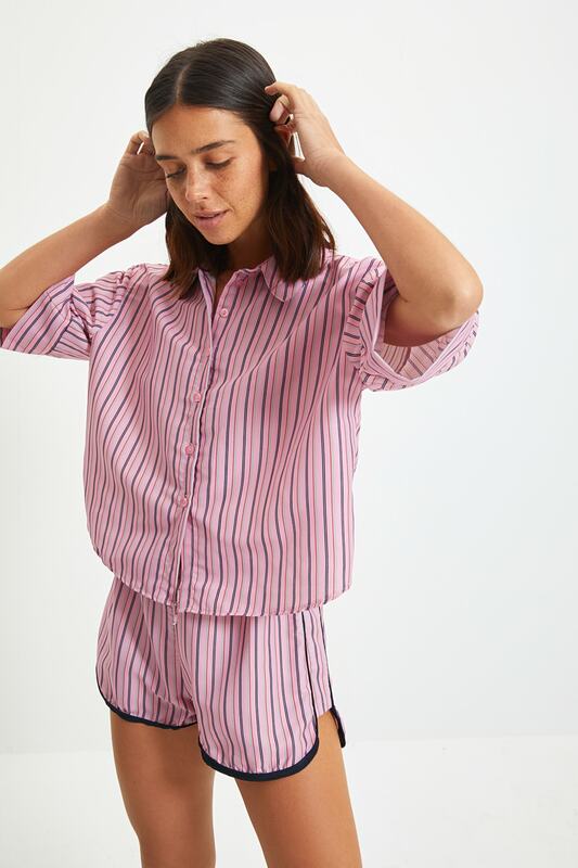 Trendyol-Conjunto de pijama tejido a rayas, ropa de dormir, THMAW22PT0207