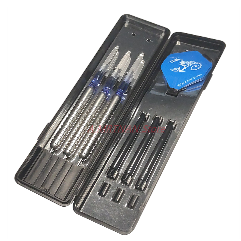 3pcs Steel Tip Darts Professional 19g Hard Darts Indoor Sports Game Set with Storage Box for Competition Entertainment