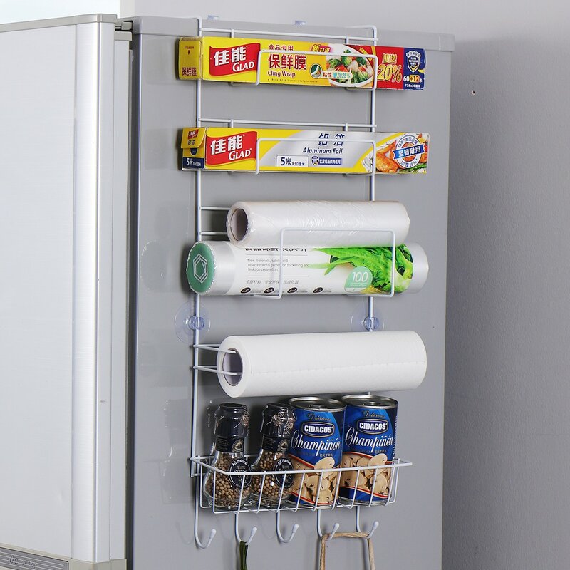 Orz multi-funcional geladeira sidewall rack geladeira lado organizador rack de armazenamento de crack prateleira de cozinha multi-camada