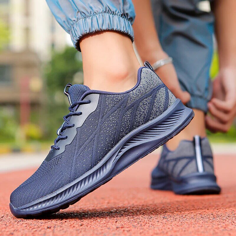 Кроссовки мужские/женские резиновые, дышащие спортивные туфли для бега, серые, синие