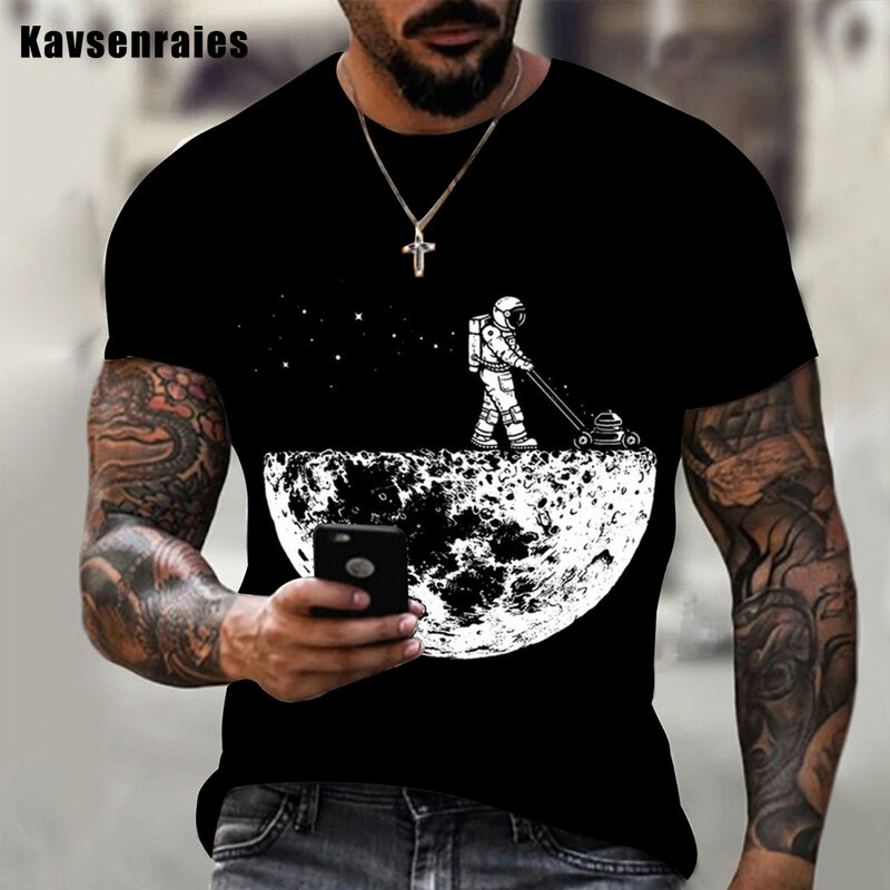 T-shirt manches courtes homme femme, estival et décontracté, de bonne qualité, Design d'astronaute spatial, imprimé en 3D, à la mode, Streetwear, Tops surdimensionnés, 2022