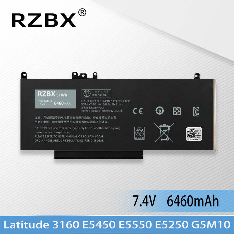 G5M10 Laptop Batterij Voor Dell Latitude E5270 E5470 P48G P48G001 P48G002 14 5000(E5450) 12 5000(E5250) 15 5000(E5550) 7.4V 51WH