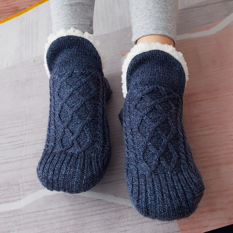 FFHYHI Home Slippers Women Winter Floor Shoes Indoor Socks Shoes Warm Woolen Ladies Plush Soft Comfortable Winter Slippers