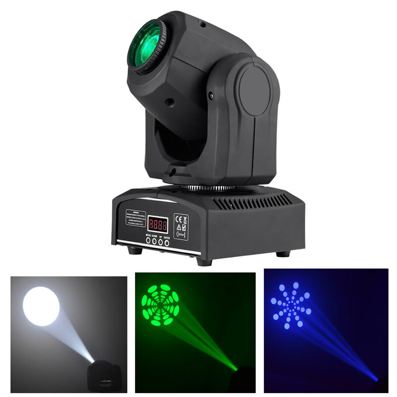 AUCD – Mini Gobos LED couleur 10W 30W RGBW, lampe à tête mobile DMX Disco de noël DJ, projecteur de faisceau de fête, spectacle, lumières de scène