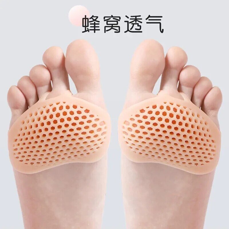 3 Pairs Silicone Forefoot Pad Anti-pain Insole Unisex Foot Protection Non-slip Ultra-soft Honeycomb Forefoot Pad Anti-wear Feet