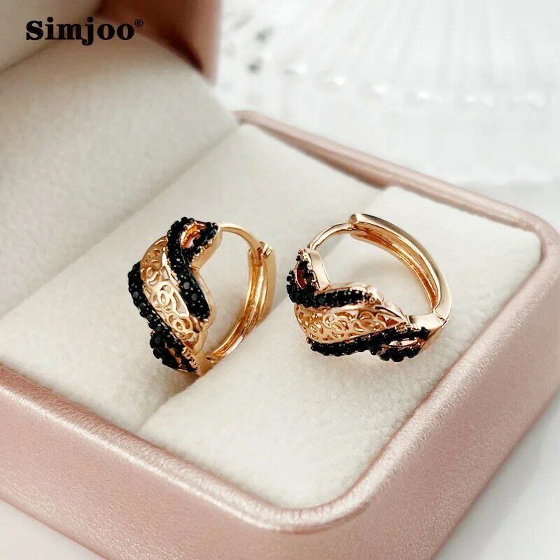 Temperament Two Color Zircon Fashion Simple Hollow Flower Geometry Earrings for Ladies