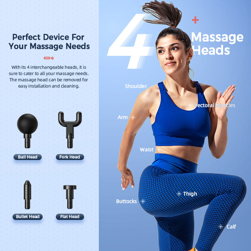 MUKASI LCD Massage Gun Portable Electric Massager For Neck Body Massage Muscle Relaxation Pain Relief Gout Therapy Fitness