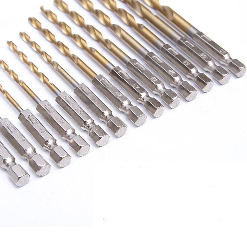 13PCS 1,5-6,5mm Hex Schaft Bit Set für Bohren Holz, Stahl, Metall, kunststoff Hohe Qualität HSS Titan Auswirkungen Bohrer Werkzeuge