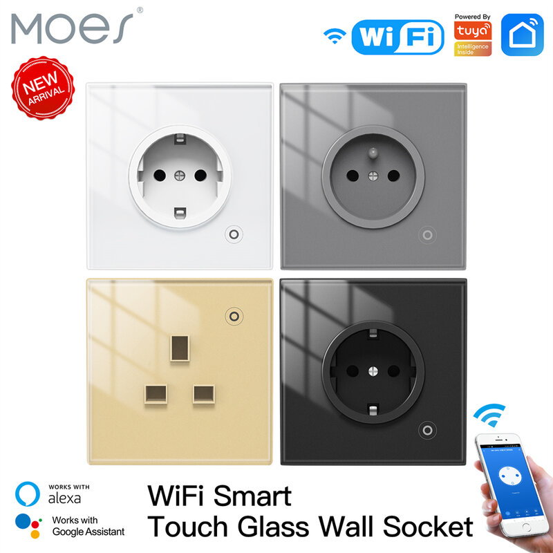 WiFi Tuya Smart Wall Socket แผง Outlet Power Monitor Touch ปลั๊กรีเลย์สถานะโหมดปรับ Smart Life App alexa