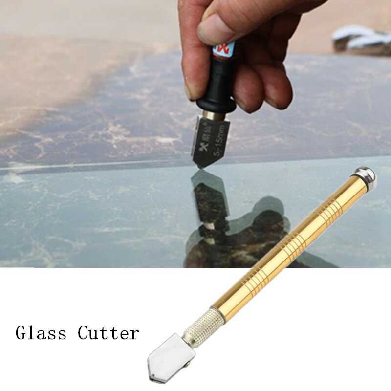 Cortador de vidrio profesional, herramienta de corte de azulejos de construcción portátil, tipo rodillo afilado, mango de Metal