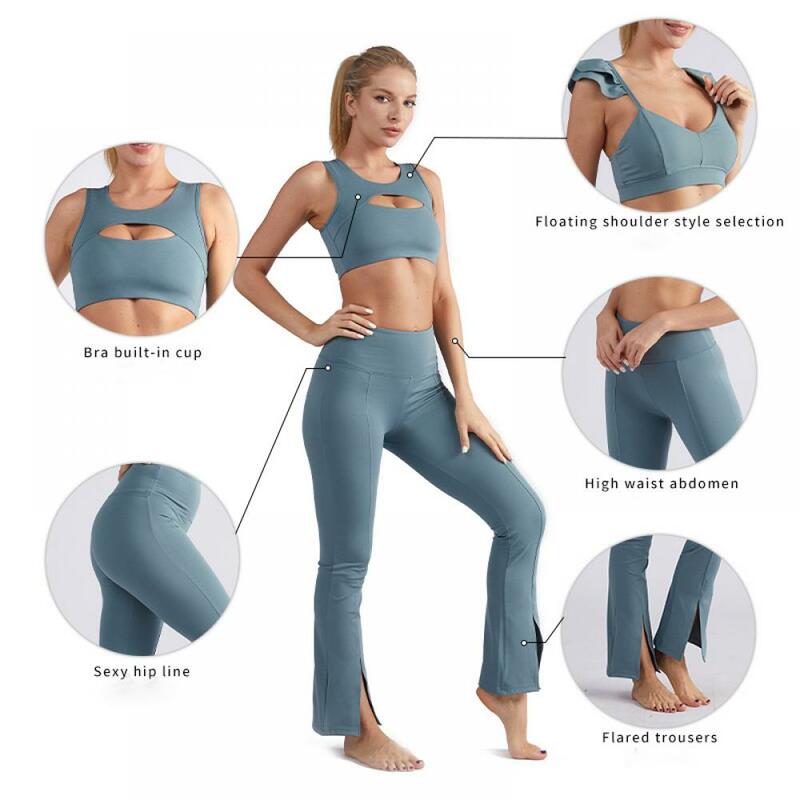 Sem costura conjunto de yoga feminino ginásio fitness esporte terno feminino treino de cintura alta correndo roupas sem costura leggings sutiã esportivo