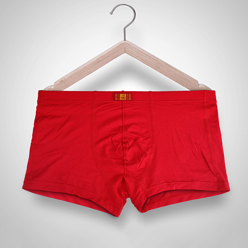 5 Stks/partij Heren Onderbroek Katoen Boxer Briefs Boxers Grote Rode Bruiloft Katoen Plus Size Mannen Rood Ondergoed