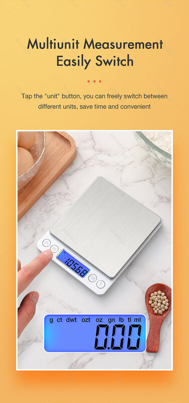 500g/3Kg Kitchen Scale Stainless Steel Weighing For Food Diet Postal Balance Measuring LCD Precision Electronic Scales