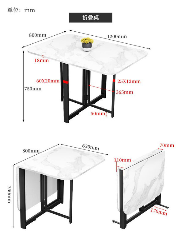 1.2 metrów składany prostokątny stół do jadalni dom mobilny mały stół do mieszkania 6 osób meble do jadalni stołki kuchenne Muebles