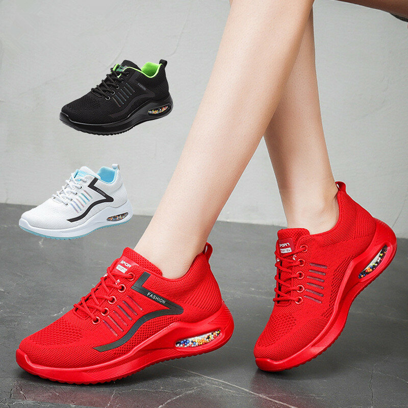 2022 Sneakers Casual in Mesh a cuscino d'aria moda per donna scarpe da corsa con piattaforma traspirante scarpe da ginnastica da uomo con lacci
