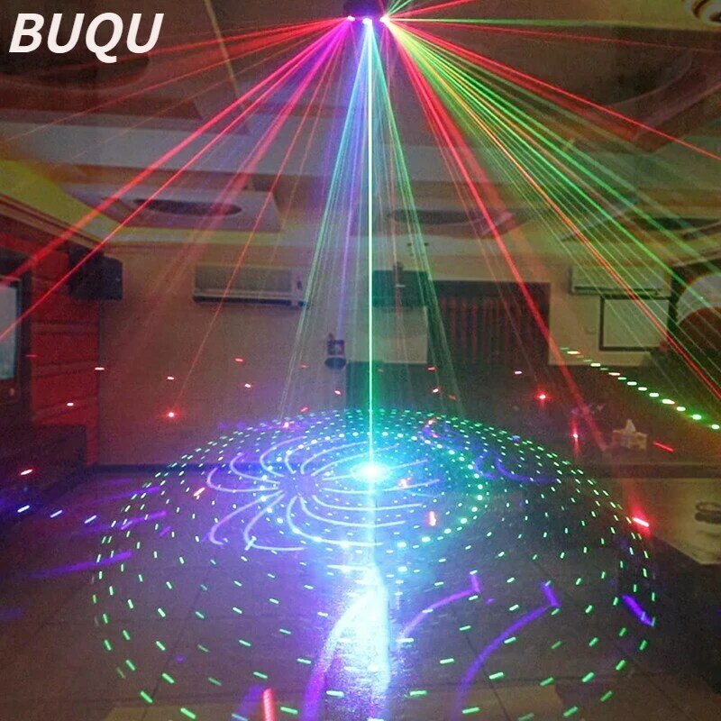 BUQU LED Disco Laser Light DMX Mini 9 Eyes RGBW Stage Lighting Effect for DJ Club Bar Decoration Party Lights Projector Lamp