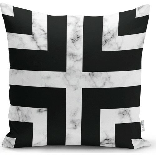 Czarny biały kolor 4'lü Concept poduszka dekoracyjna jeleń, pióro orła, marmur, geometryczny