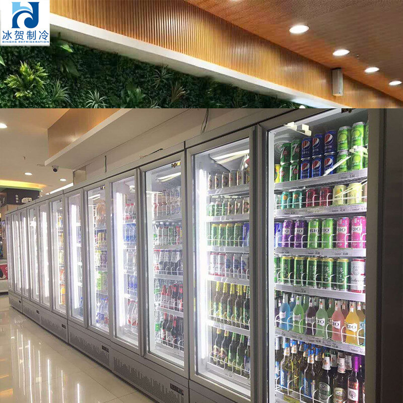 Armoire de conservation et congélateur 3 portes, vitrine pour boissons réfrigérées commerciale, réfrigérateur de supermarché à 4 portes