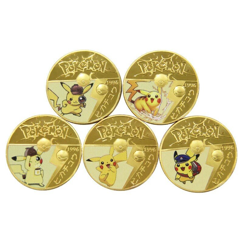 Pokemon Pikachu Koin Medali Bahan Logam Peringatan Koleksi Mainan Hadiah untuk Anak-anak