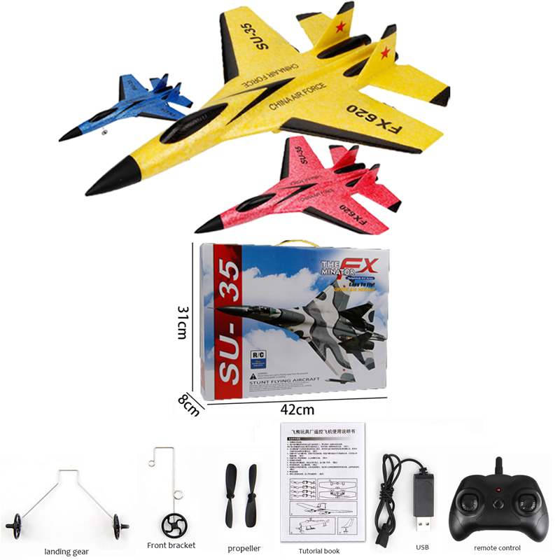 Avion RC Flying Model planeadores para niños, Avión de Control remoto para niños, versión mejorada de SU-35 de 800mAh, gran batería, regalo de juguete