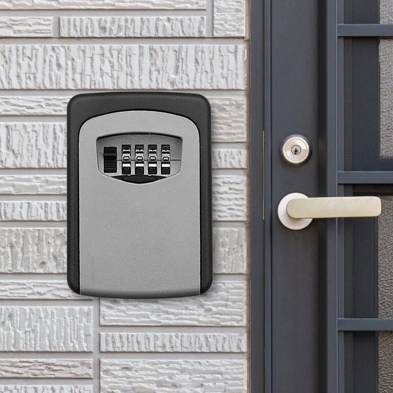 Cassetta di sicurezza a chiave a parete scatola di immagazzinaggio chiave in lega di alluminio scatola di Password combinata a 4 cifre per uso esterno interno