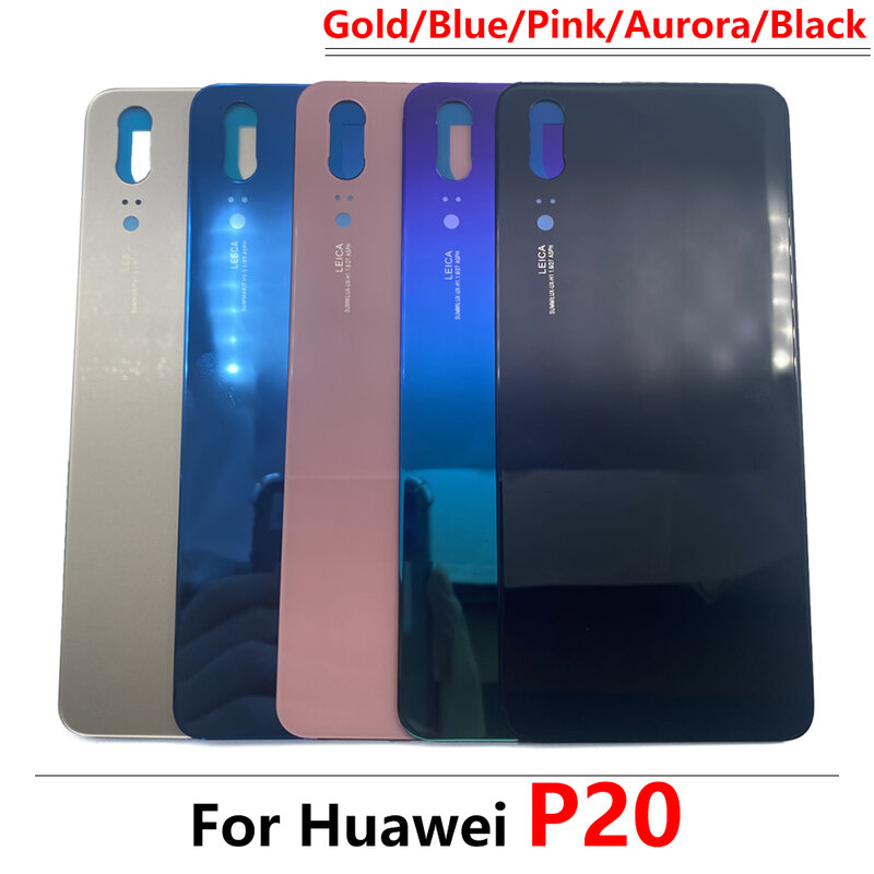 For Huawei P20 / P20 Pro / P20 Lite Battery Back Cover Glass Housing Case Rear Door Replacement With Adhesive With Logo