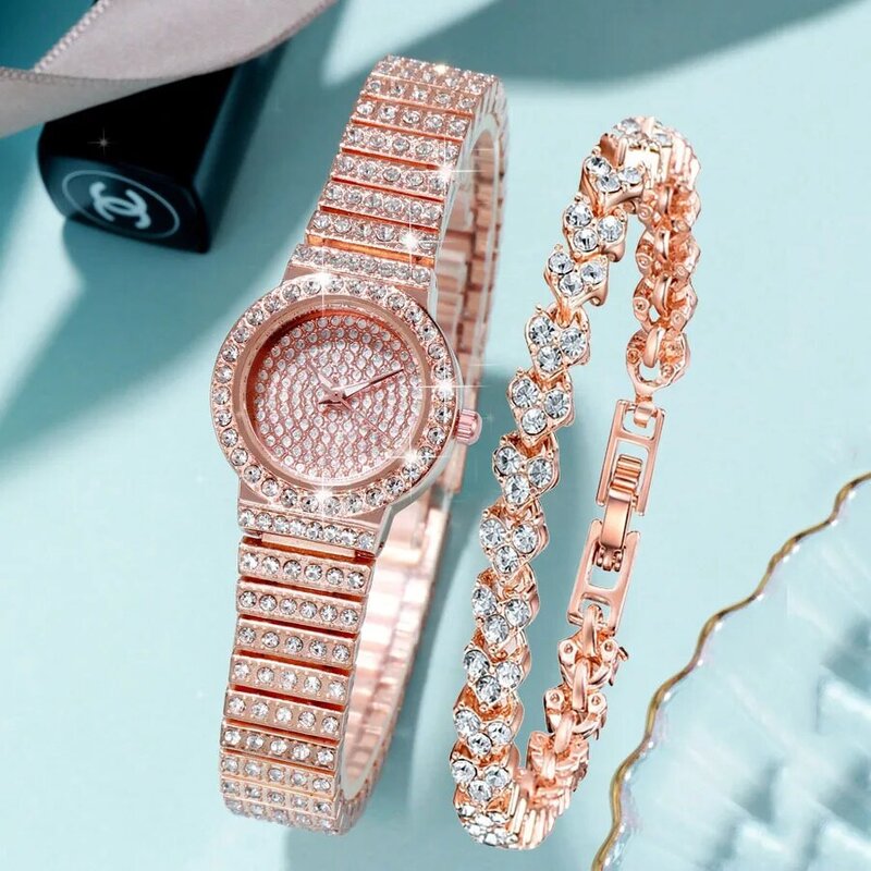 Luxus Quarzuhr Frauen Uhren Luxus 18K Gold Uhr Mode Kalender Dame Diamant Uhr Weibliche Quarz Armbanduhr Stunde