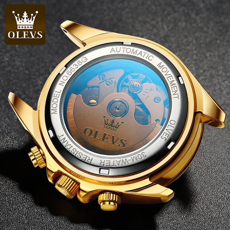 Olevs fashion submariner completo-automático masculino relógios de pulso pulseira de aço inoxidável relógios mecânicos automáticos à prova dfor água para homem