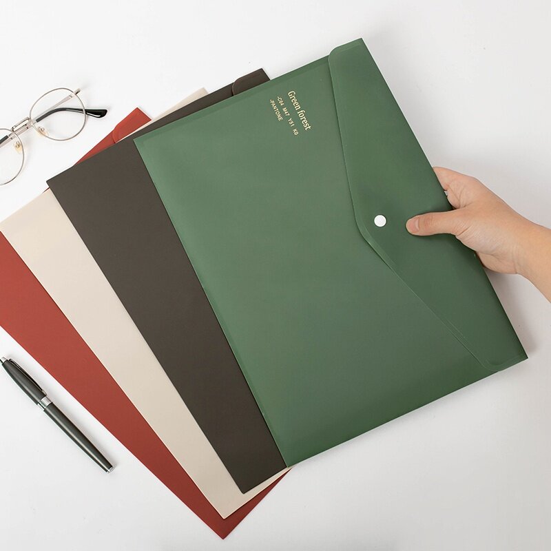 กระเป๋าเก็บแฟ้มสีล้วนกระดุม A4ซองกระเป๋าเก็บบิลเอกสารทดสอบข้อมูลนักเรียนกระเป๋าเก็บของอเนกประสงค์