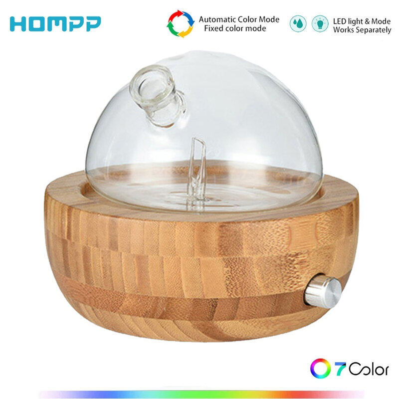 Diffusore di olio essenziale nebulizzante senz'acqua da 25ML per aromaterapia legno di faggio vetro LED colorato per Home Office regalo Spa yoga