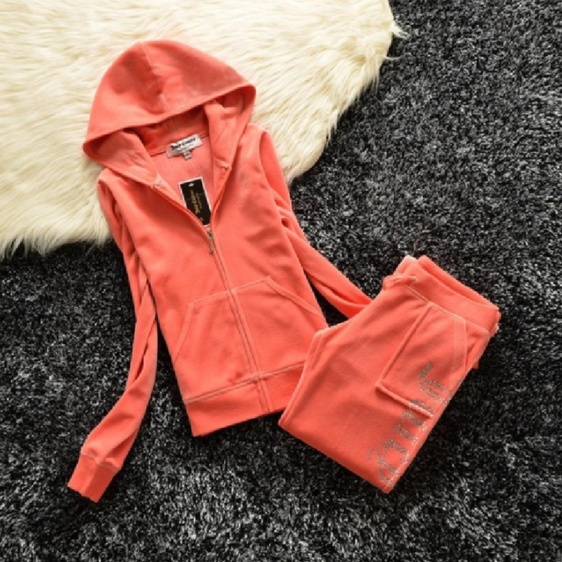 Juicy Coutoure Tracksuit Women's Velvet Fabric Tracksuits Velour Suit  Hoodies and Pants Track Suit Juicy Corture Tracksuit Set