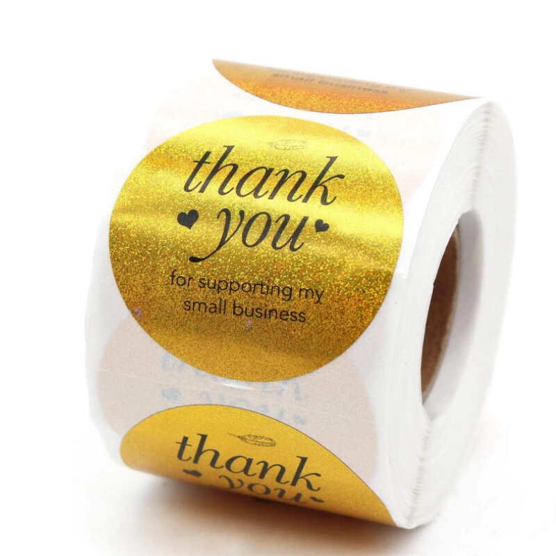 Pegatinas láser de agradecimiento para tarjetas, etiquetas adhesivas de sellado de sobre para paquete de regalo, papelería, decoración DIY, 500 piezas
