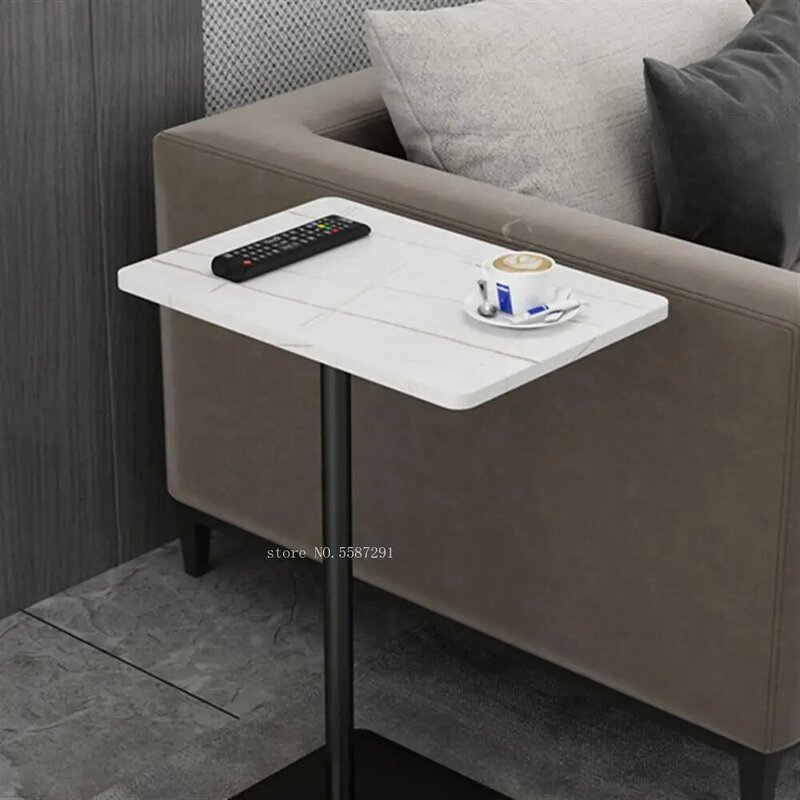 Mesa auxiliar de sofá tipo C, mesita de noche moderna de lujo para apartamento pequeño, mesa auxiliar movible, mesa de esquina redonda creativa