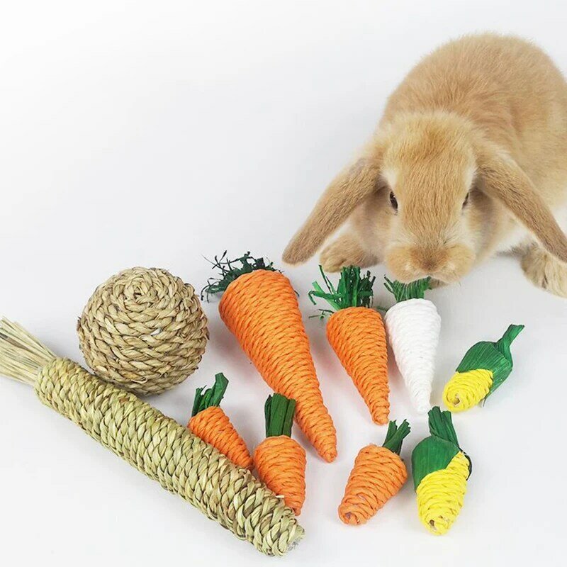 Hamster Kaninchen Kauen Spielzeug Beißen Schleifen Zähne Spielzeug Mais Karotte Woven Bälle für Zahn Reinigung Rettich Molaren Spielzeug Pet Liefert 1pc