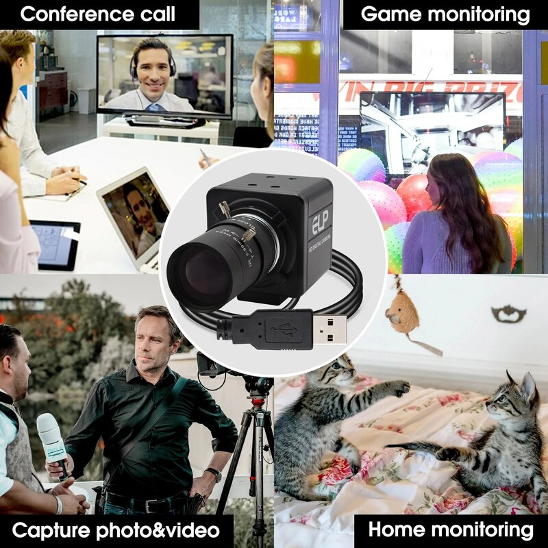 4K كاميرا بـ USB 30fps IMX415 الترا HD USB كاميرا ويب كاميرا فيديو للمؤتمرات مع التكبير اليدوي عدسات متغيرة البعد البؤري للبث المباشر