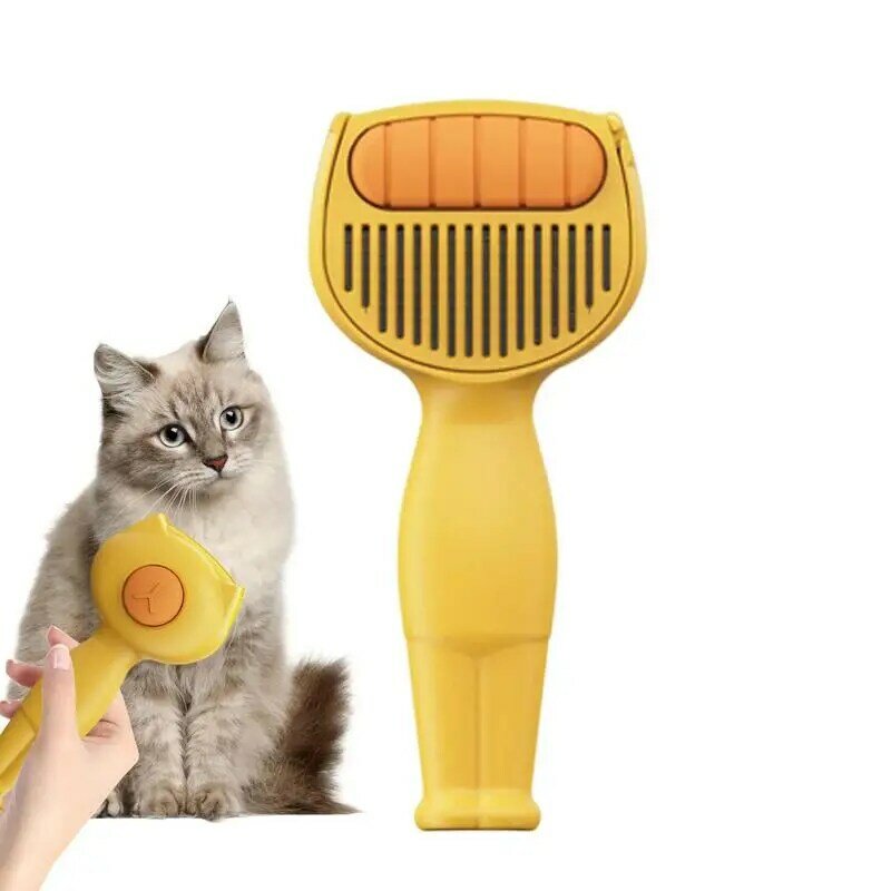 Cepillos para gatos de interior, cepillo rebanador para gatos, autolimpieza, limpieza con un clic, peine para gatos de pelo largo o corto