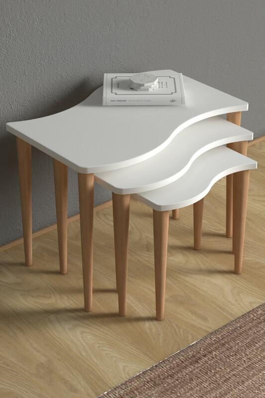 Gofrato-mesa de centro 3 Zigon, color blanco