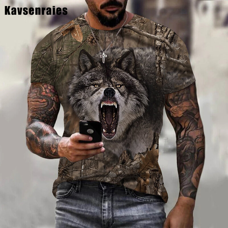 T-shirt manches courtes pour homme et femme, Streetwear, décontracté et à la mode, avec motif de Camouflage, animaux de chasse, sanglier, Harajuku, imprimé en 3D, 2022