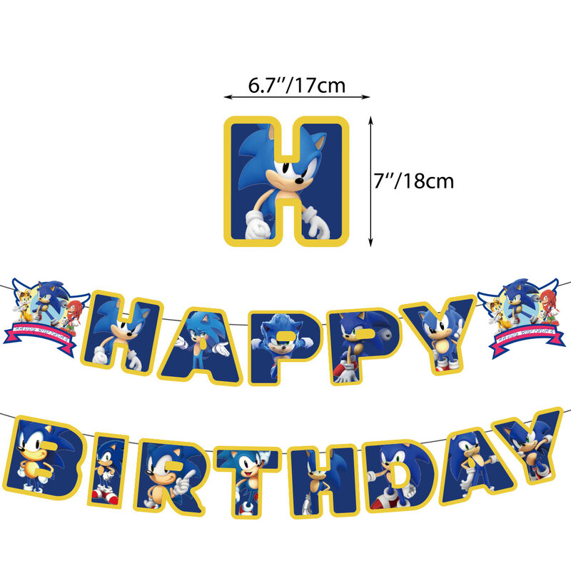 Soni-c látex balão feliz aniversário fontes de festa jogo decoração fundo bolo topper banner estilingue chá de fraldas decoração de casa