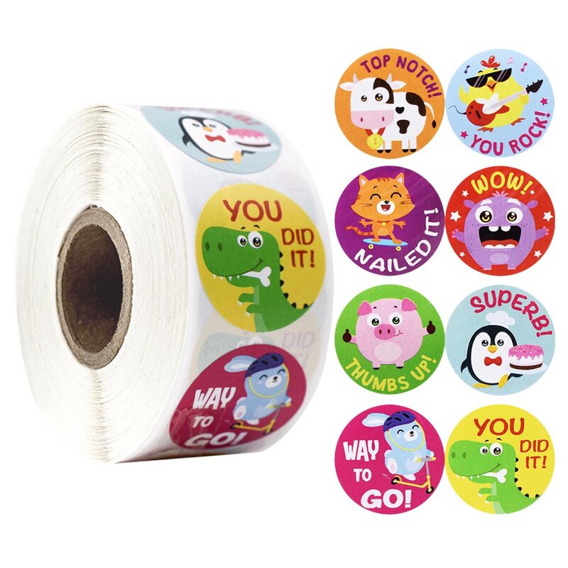 8 Stiker Hewan Kartun Yang Berbeda 50-500 Buah Stiker Kata Hadiah untuk Guru Mendorong Stiker Kawaii Siswa untuk Mainan Anak-anak