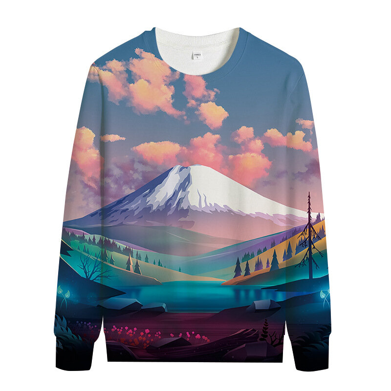 Men's Round Neck Long-sleeve Digital Printing Sweater Men's Creative Casual Daily Men's Sweater New