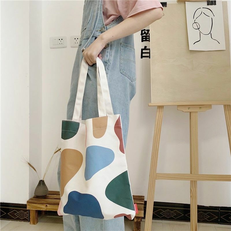 torba shopper torba płócienna torby na zakupy torba materialowa torby typu tote Japońska literatura zakupy damska jedno ramię płócienna torba moda ręczna płócienna torba duża pojemność niestandardowy wzór Logo