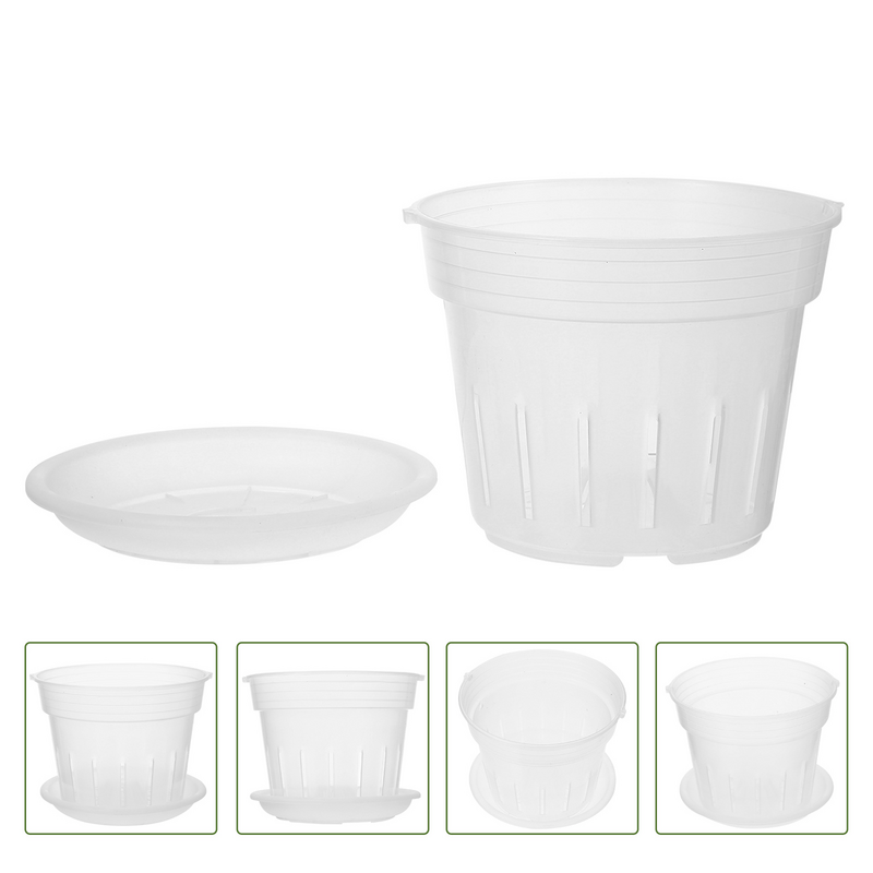 orchid clear flower pot hydroponics net pots nursery pots round basket planting mesh pots with tray for hydroponics garden
