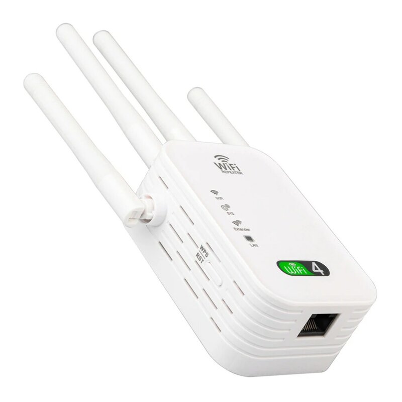 Wifi extensor de longa distância wall-mounted internet signal booster 300mbps ampla cobertura com 4 antenas externas