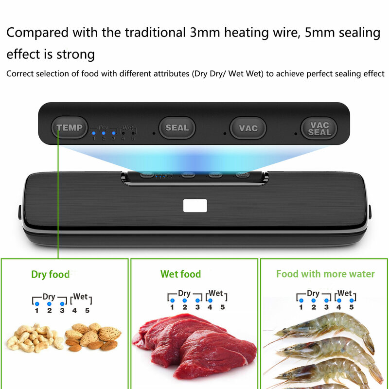 Xiaomi Huishoudelijke Nieuwe Food Vacuum Sealer Voedsel Verpakking Machine Met 15Pcs Voedsel Saver Zakken Film Sealer Vacuüm Verpakker Kichen tool