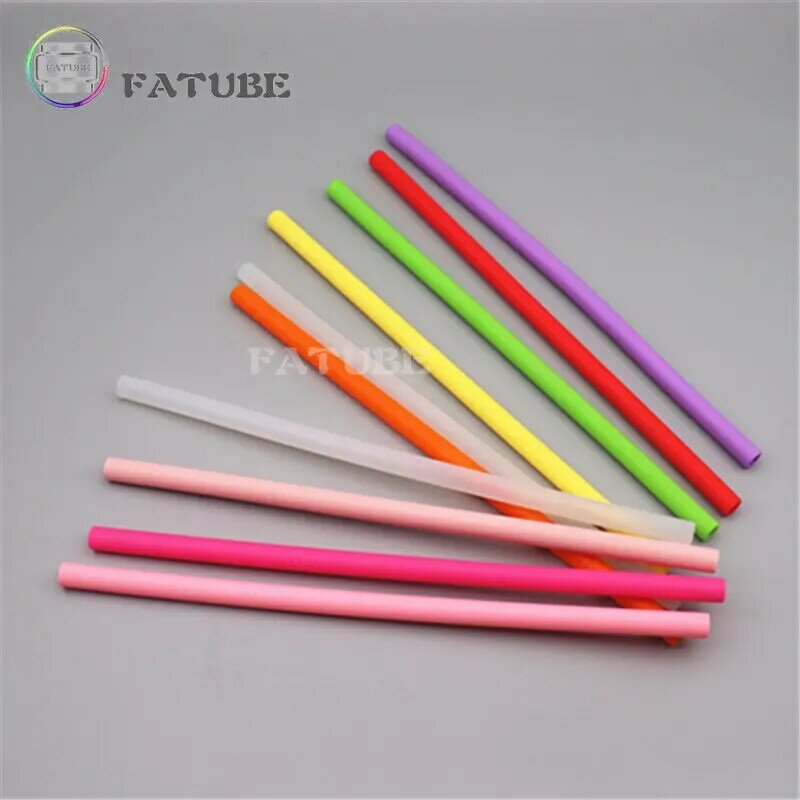 10PCS Fatube Silicone Straw Curved Straws Straight 14 * 12mm, 11 * 8mm, 7.5 * 5.5mm Random Color Straw joint