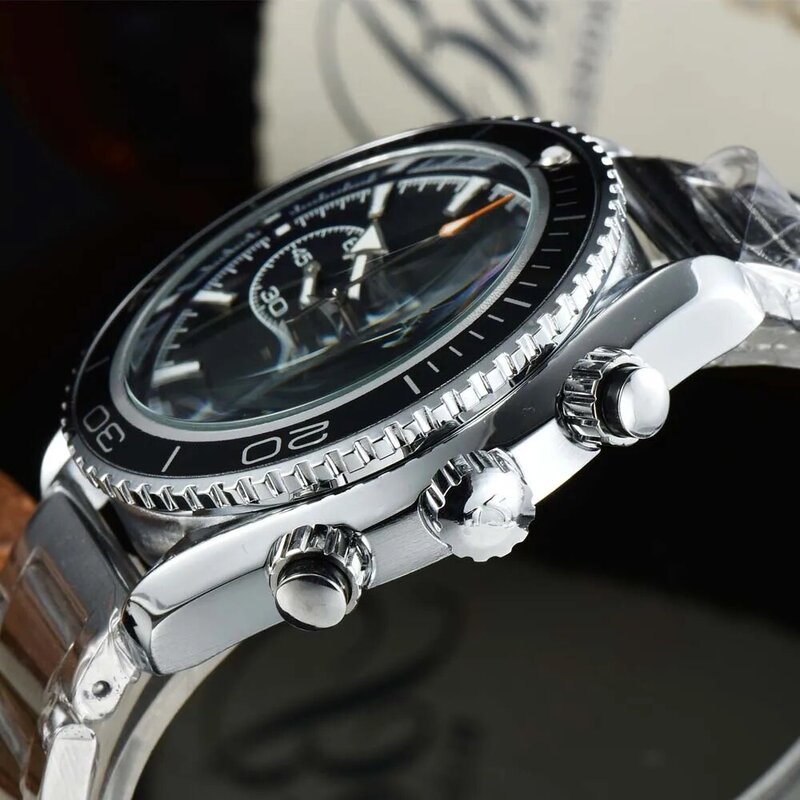 새로운 오리지널 브랜드 시계 남성용 클래식 다기능 전체 스테인레스 스틸 시계, 최고 품질의 비즈니스 크로노그래프 AAA 시계