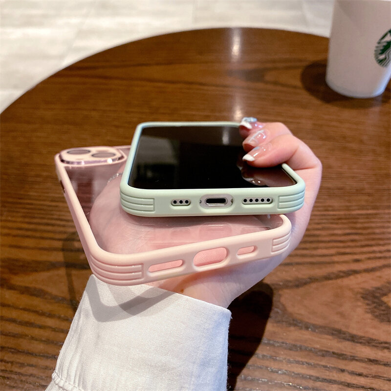 Przezroczysty akrylowy silikonowy futerał na zbroję dla iPhone 14 13 Pro Max metalowy obiektyw ochronny na iPhone 11 obudowa odporna na wstrząsy