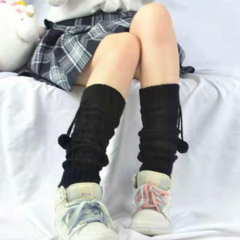 Japonês lolita doce menina perna mais quente meias de malha lã capa y2k estoque bola cosplay pé meninas punk outono inverno malha kn v9d0
